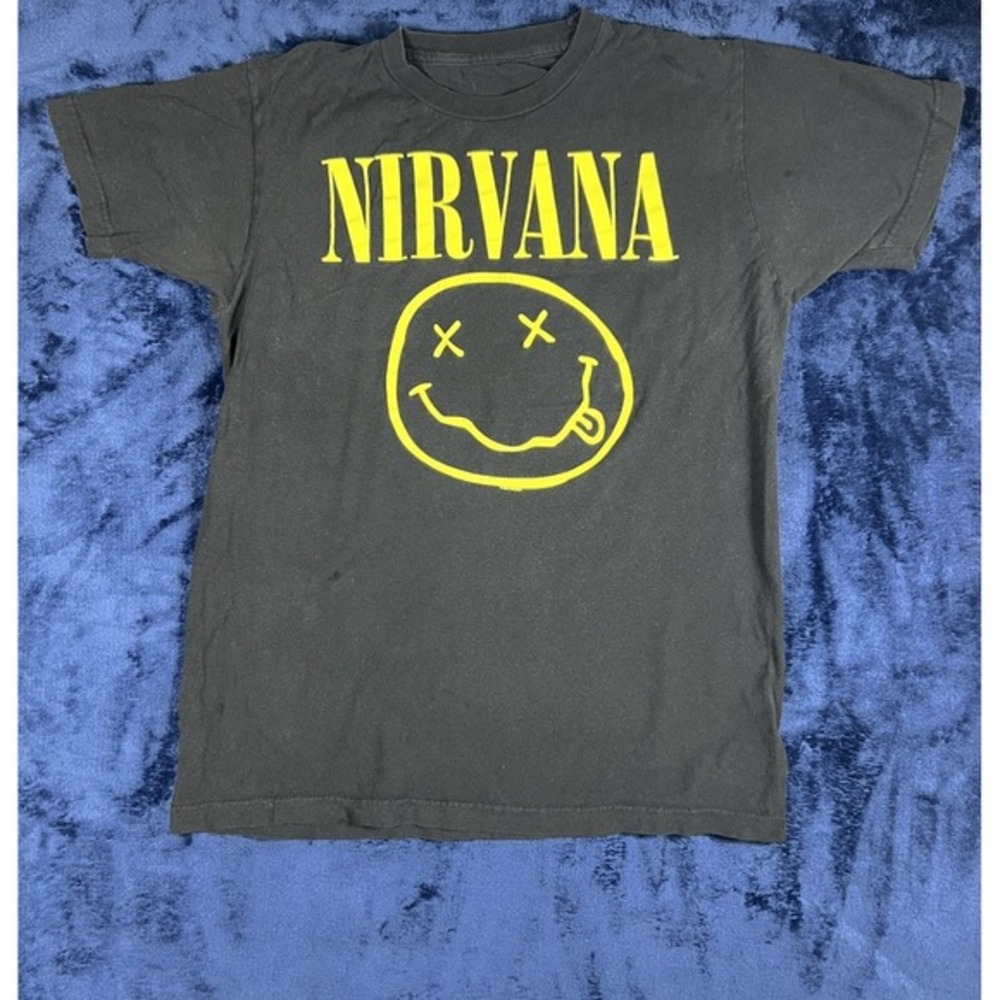 Nirvana Smiley Face‎ Graphic 2012 Black T-shirt